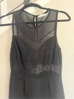 Lush Black Lace Jumpsuit with Sheer Yoke